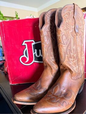 Justin Boots Brown Leather Western Heeled Cowboy Boots
